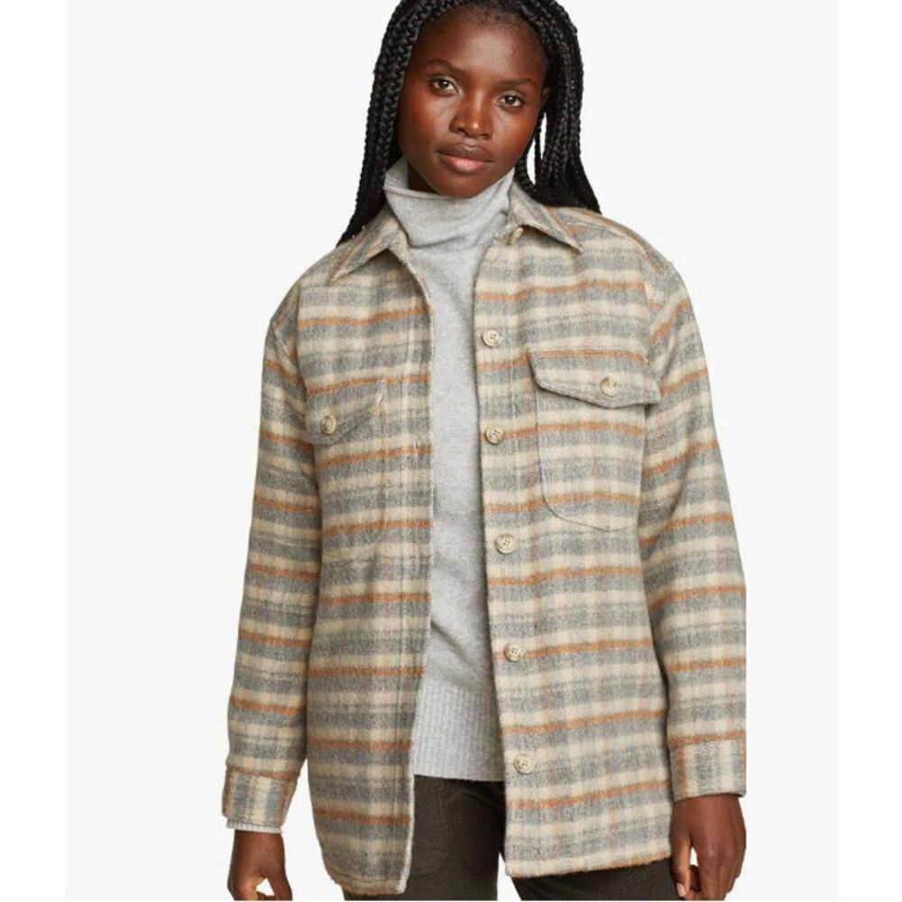 Eddie Bauer Peninsula Shirt Jacket Butterscotch Women's Large NEW NWT